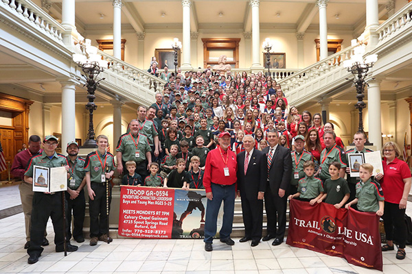 Trail Life USA and American Heritage Girls get picture with Governor Nathan Deal